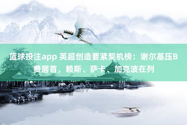 篮球投注app 英超创造要紧契机榜：谢尔基压B费居首，赖斯、萨卡、加克波在列