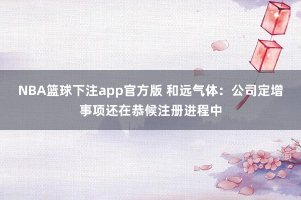 NBA篮球下注app官方版 和远气体：公司定增事项还在恭候注册进程中