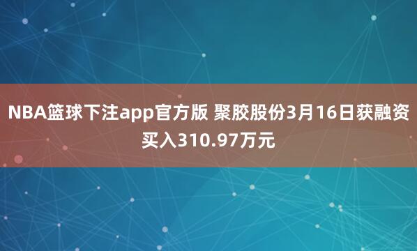 NBA篮球下注app官方版 聚胶股份3月16日获融资买入310.97万元