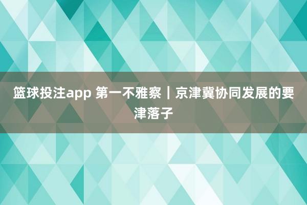 篮球投注app 第一不雅察｜京津冀协同发展的要津落子