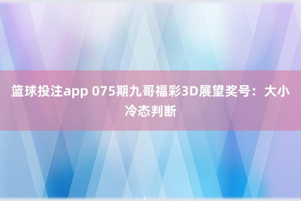 篮球投注app 075期九哥福彩3D展望奖号：大小冷态判断