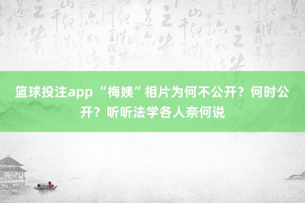 篮球投注app “梅姨”相片为何不公开？何时公开？听听法学各人奈何说
