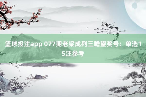 篮球投注app 077期老梁成列三瞻望奖号：单选15注参考