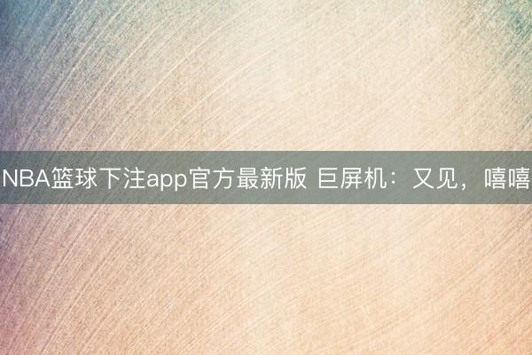 NBA篮球下注app官方最新版 巨屏机：又见，嘻嘻