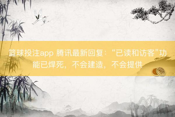 篮球投注app 腾讯最新回复：“已读和访客”功能已焊死，不会建造，不会提供