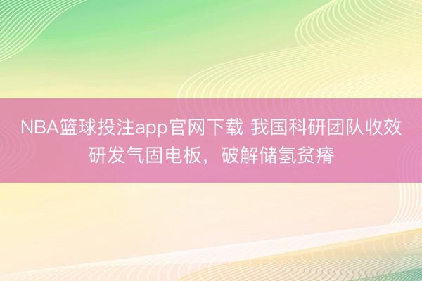 NBA篮球投注app官网下载 我国科研团队收效研发气固电板，破解储氢贫瘠