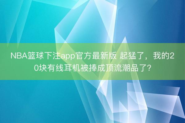 NBA篮球下注app官方最新版 起猛了，我的20块有线耳机被捧成顶流潮品了？