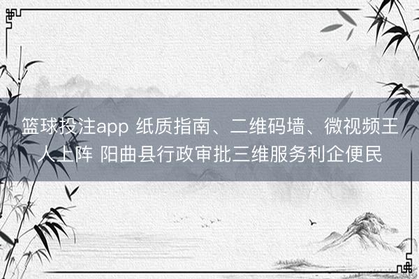 篮球投注app 纸质指南、二维码墙、微视频王人上阵 阳曲县行政审批三维服务利企便民