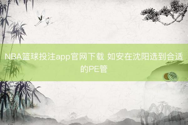 NBA篮球投注app官网下载 如安在沈阳选到合适的PE管