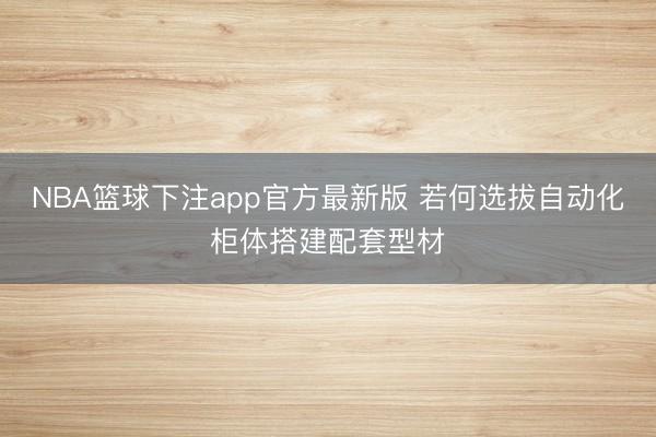 NBA篮球下注app官方最新版 若何选拔自动化柜体搭建配套型材