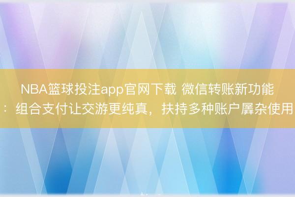 NBA篮球投注app官网下载 微信转账新功能：组合支付让交游更纯真，扶持多种账户羼杂使用