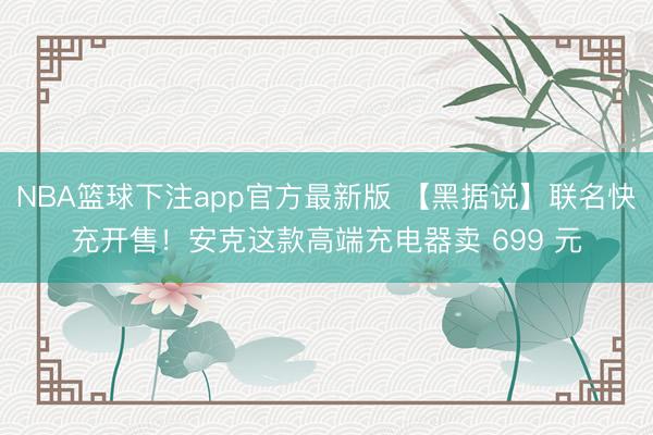 NBA篮球下注app官方最新版 【黑据说】联名快充开售！安克这款高端充电器卖 699 元