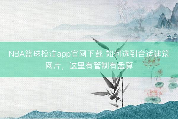 NBA篮球投注app官网下载 如何选到合适建筑网片,这里有管制有盘算