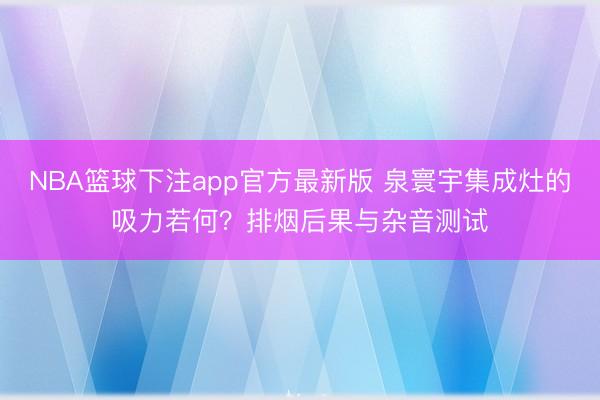 NBA篮球下注app官方最新版 泉寰宇集成灶的吸力若何？排烟后果与杂音测试