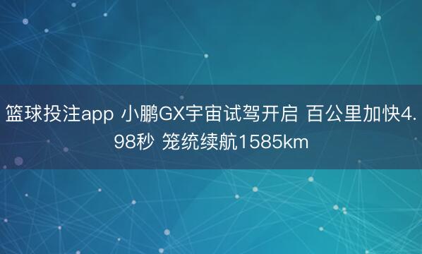 篮球投注app 小鹏GX宇宙试驾开启 百公里加快4.98秒 笼统续航1585km