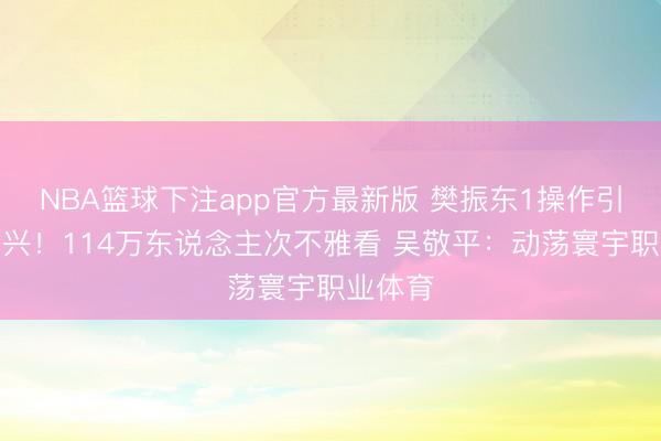 NBA篮球下注app官方最新版 樊振东1操作引全场高兴!114万东说念主次不雅看 吴敬平:动荡寰宇职业体育