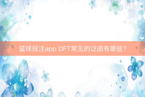 篮球投注app DFT常见的泛函有哪些?