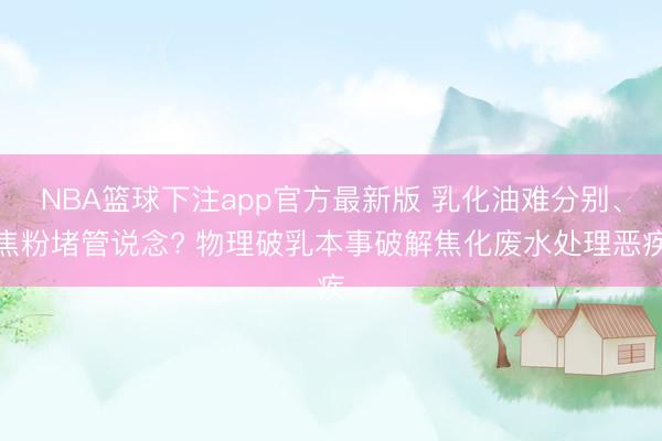 NBA篮球下注app官方最新版 乳化油难分别、焦粉堵管说念? 物理破乳本事破解焦化废水处理恶疾