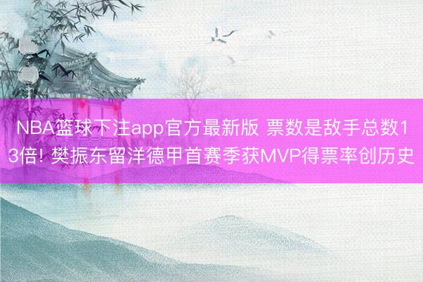 NBA篮球下注app官方最新版 票数是敌手总数13倍! 樊振东留洋德甲首赛季获MVP得票率创历史