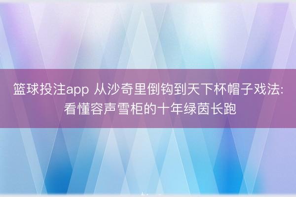 篮球投注app 从沙奇里倒钩到天下杯帽子戏法: 看懂容声雪柜的十年绿茵长跑