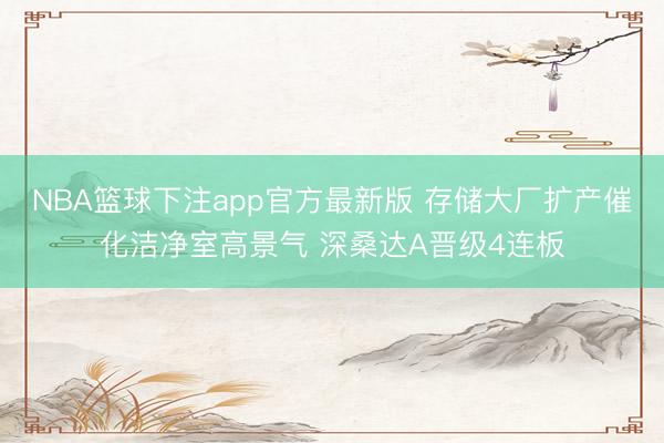 NBA篮球下注app官方最新版 存储大厂扩产催化洁净室高景气 深桑达A晋级4连板